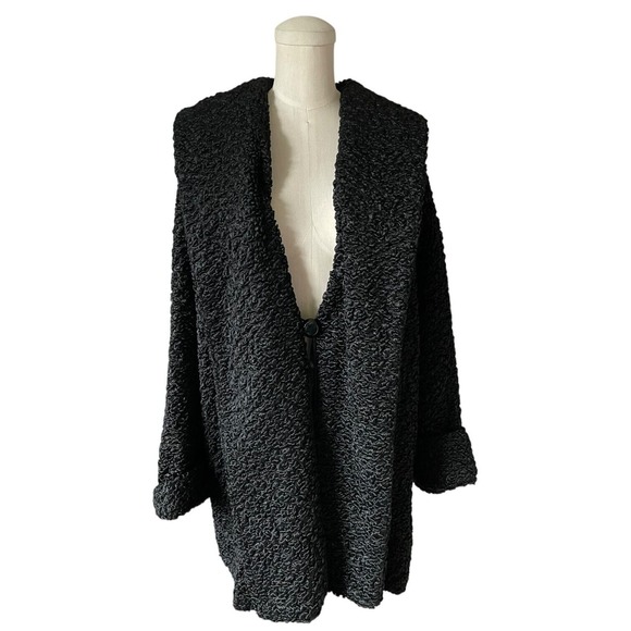 Vintage Faux Curly Persian Lamb Coat Shooting Star Lined Jacket Shawl Collar XXL - Picture 6 of 7